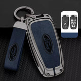 Ford Key Fob Cover Case — Zinc Alloy + Leather Shell Keychain
