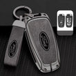 Ford Key Fob Cover Case — Zinc Alloy + Leather Shell Keychain