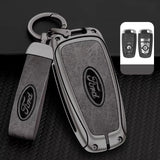 Ford Key Fob Cover Case — Zinc Alloy + Leather Shell Keychain