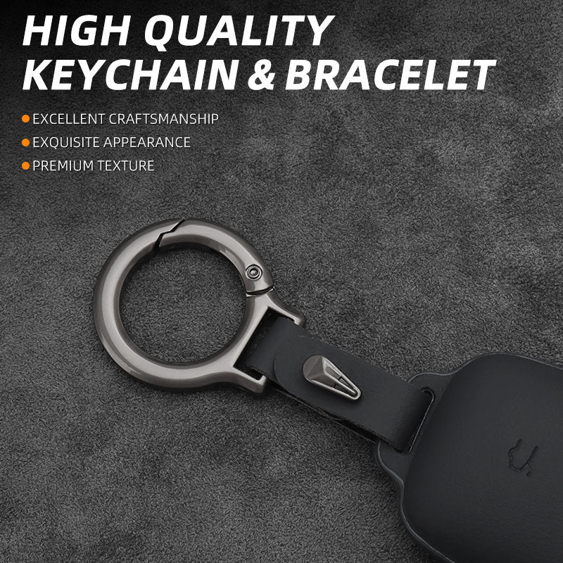 Leather Car Remote Key FOB Cover Case Shell Keychain for Geely EX5