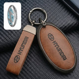 Hyundai Key Fob Cover Case — Zinc Alloy + Leather Shell Keychain