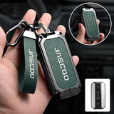 Jaecoo J5 EV Key Fob Cover Case — Zinc Alloy + Leather Shell Keychain