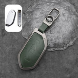 Kia EV5 Leather + Zinc Alloy Car Remote Key FOB Cover Case Shell Keychain