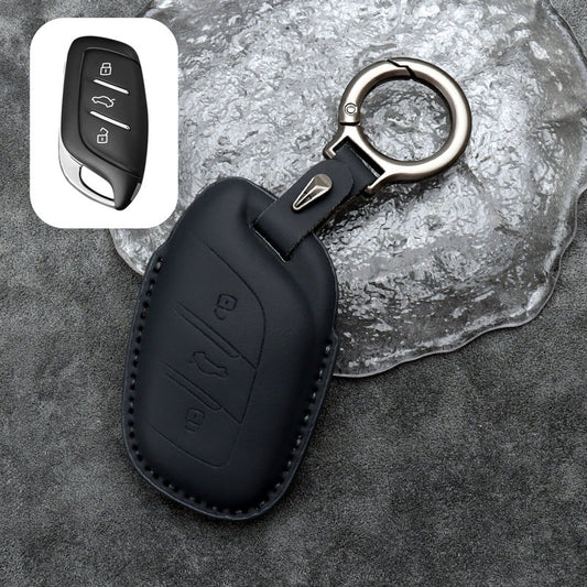 Leather Car Remote Key FOB Cover Case Shell Keychain for MG4