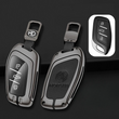 MG Key Fob Cover Case — Zinc Alloy + Leather Shell Keychain (Black)