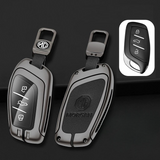 MG Key Fob Cover Case — Zinc Alloy + Leather Shell Keychain (Black)