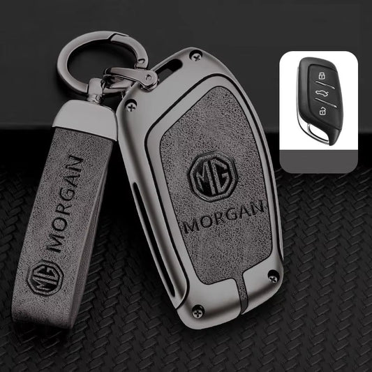 Zinc Alloy + Leather Car Remote Key FOB Cover Case Shell Keychain for MG 4