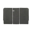 Three-piece dark gray molded rubber car floor mat set with textured ribbed patterns and circular cutouts, shown on a plain white background.