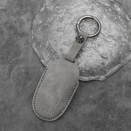 Tesla Model 3 Y Suede Leather Car Remote Key FOB Cover Case Shell Keychain