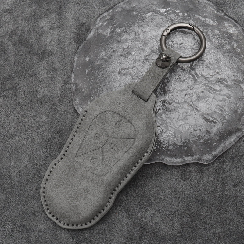 Xpeng G6 Suede Leather Car Remote Key FOB Cover Case Shell Keychain