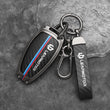 Leapmotor C10 Zinc Alloy + Carbon Fibre Pattern Leather Car Remote Key FOB Cover Case Shell Keychain