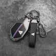 Deepal S07 Zinc Alloy + Carbon Fibre Pattern Leather Car Remote Key FOB Cover Case Shell Keychain