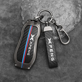 Xpeng G6 Zinc Alloy + Carbon Fibre Pattern Leather Car Remote Key FOB Cover Case Shell Keychain