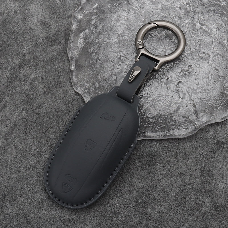 Tesla Model X Key Fob Cover Case — Leather Shell Keychain