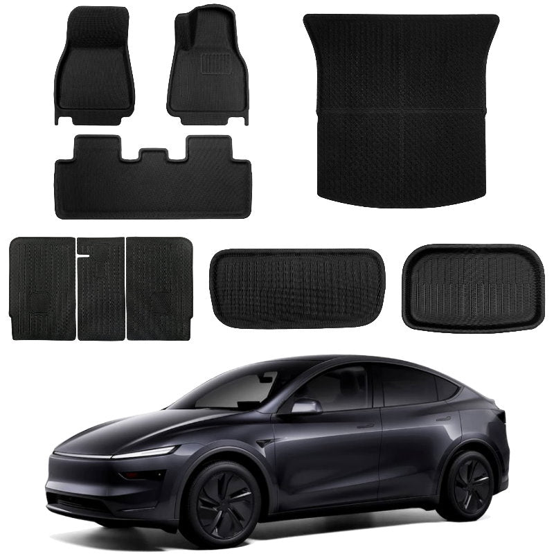 Tesla Model Y Juniper 3D Custom Fit XPE All-Weather Floor Mats Boot Liner Trunk Mats Back Seat Protector
