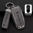Zinc Alloy + Leather Car Remote Key FOB Cover Case Shell Keychain for Tesla Modal 3 Y