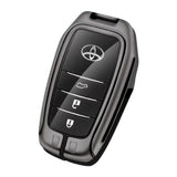 Zinc Alloy + Leather Car Remote Key FOB Cover Case Shell Keychain for Toyota - Brown