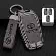 Toyota Key Fob Cover Case — Zinc Alloy + Leather Shell Keychain (Grey)