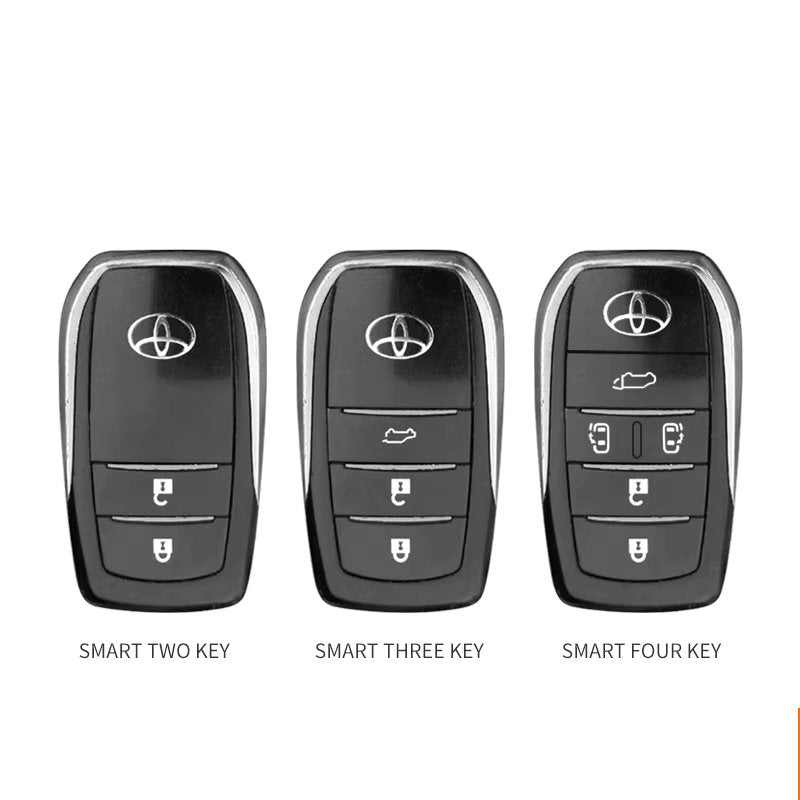 Zinc Alloy + Leather Car Remote Key FOB Cover Case Shell Keychain for Toyota - Brown