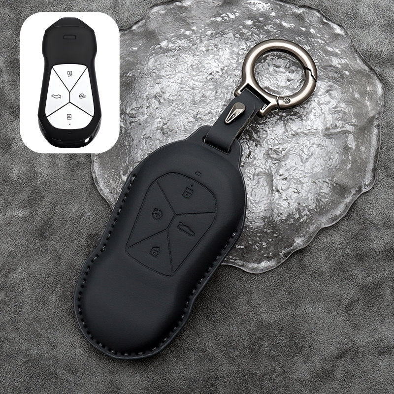 Leather Car Remote Key FOB Cover Case Shell Keychain for Xpeng G6