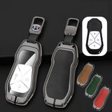 Xpeng G6 Leather + Zinc Alloy Car Remote Key FOB Cover Case Shell Keychain