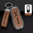 Xpeng G6 Key Fob Cover Case — Zinc Alloy + Leather Shell Keychain (Brown, Style B)