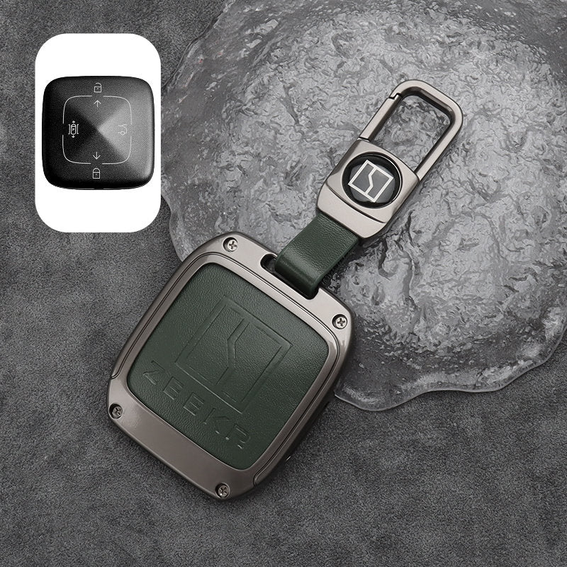 Zeekr X Leather + Zinc Alloy Car Remote Key FOB Cover Case Shell Keychain