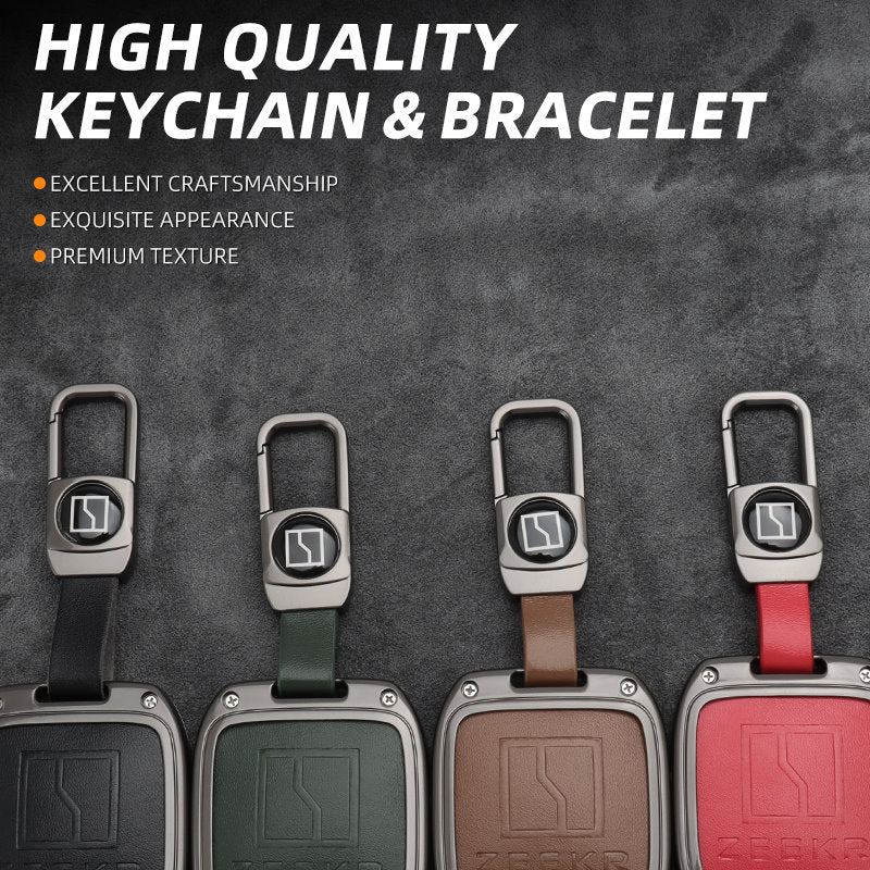 Zeekr X Leather + Zinc Alloy Car Remote Key FOB Cover Case Shell Keychain