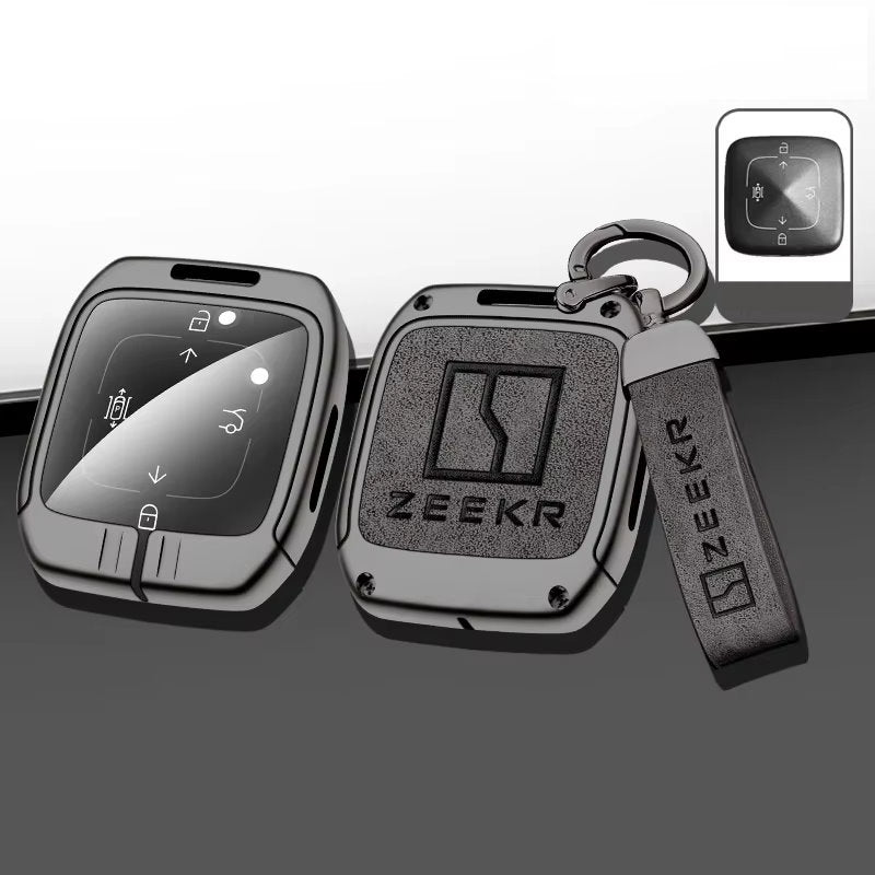Zinc Alloy + Leather Car Remote Key FOB Cover Case Shell Keychain for Zeekr X