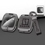 Zinc Alloy + Leather Car Remote Key FOB Cover Case Shell Keychain for Zeekr X