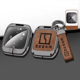 Zinc Alloy + Leather Car Remote Key FOB Cover Case Shell Keychain for Zeekr X