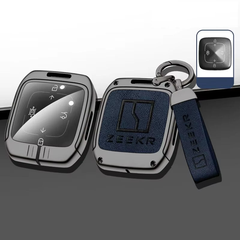 Zinc Alloy + Leather Car Remote Key FOB Cover Case Shell Keychain for Zeekr X