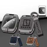 Zinc Alloy + Leather Car Remote Key FOB Cover Case Shell Keychain for Zeekr X